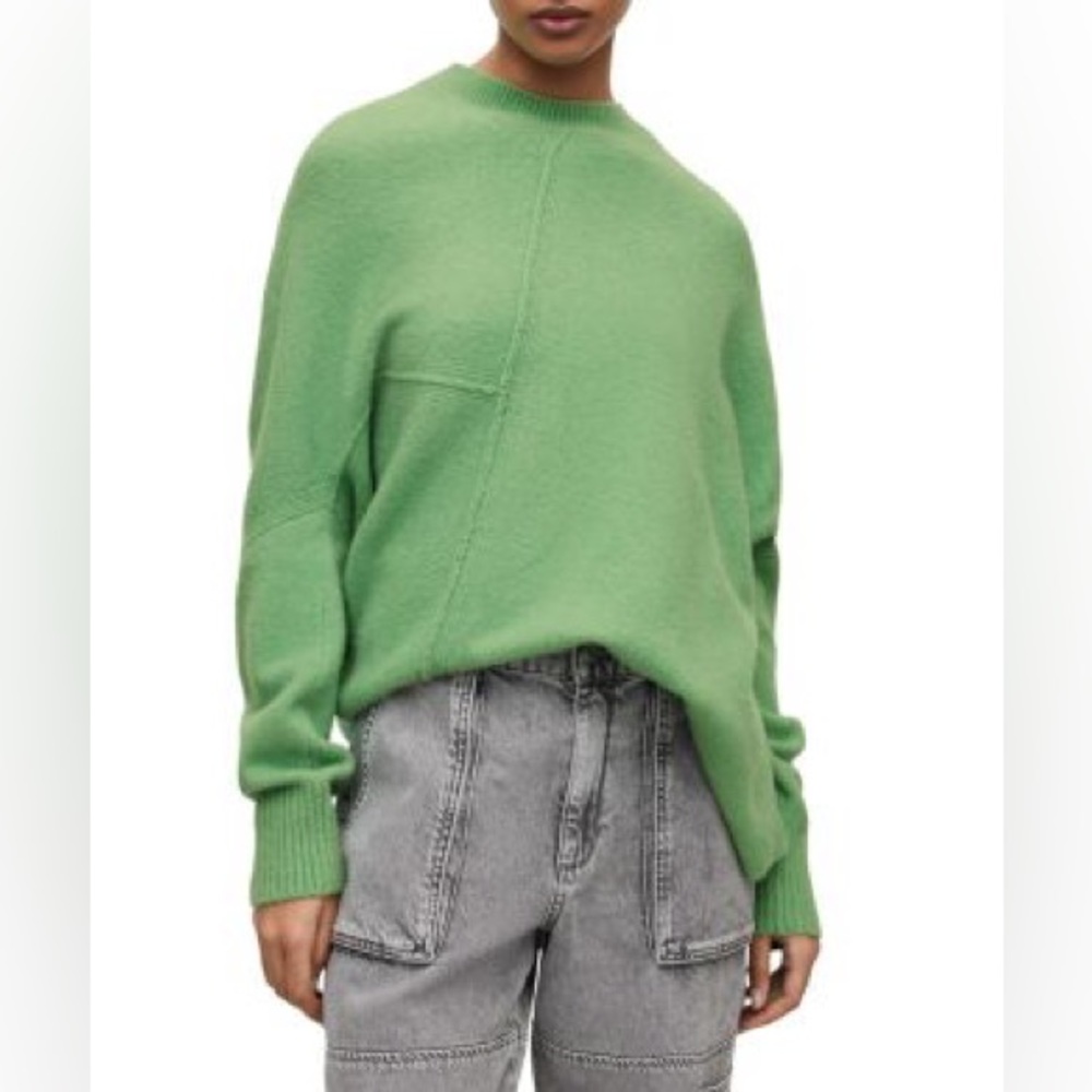 All Saints Lock Crew Neck Sweater Small Wool Yak Green Boho large